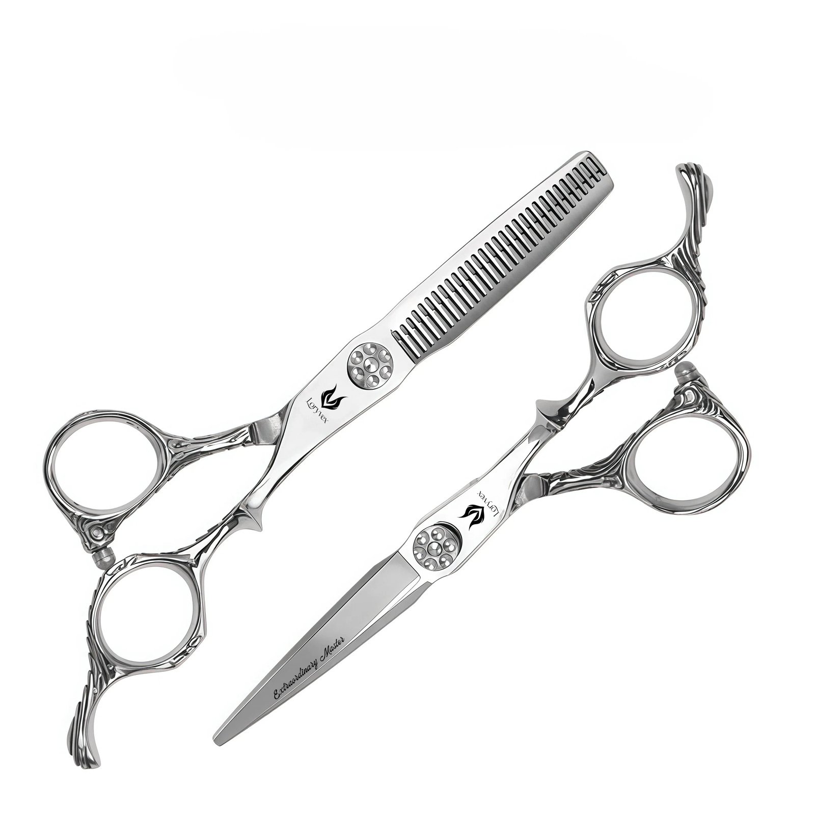 Silver Hollow Handle Scissors Set