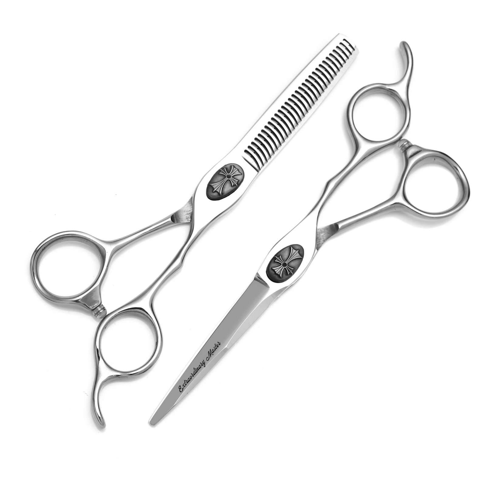 Silver Pattern Screw Scissors Set