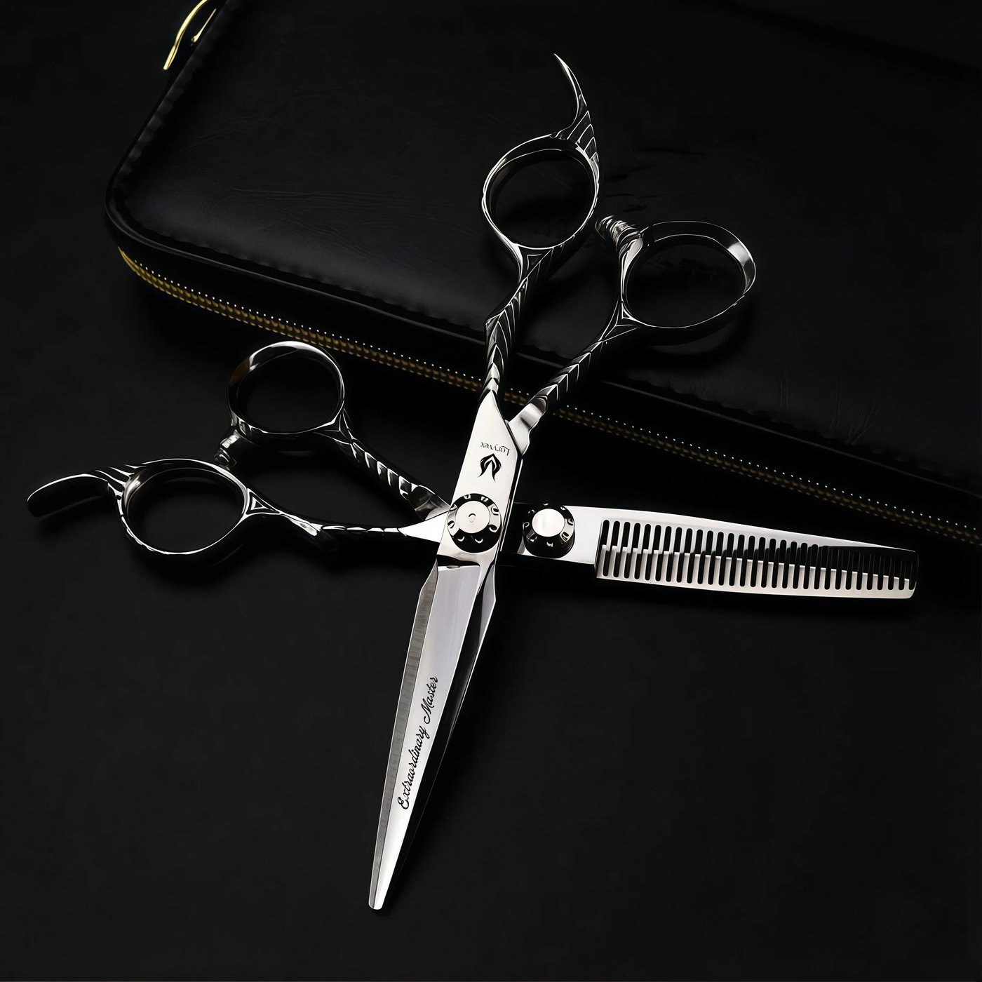 Dark Sculpted Handle Scissors Set — 3
