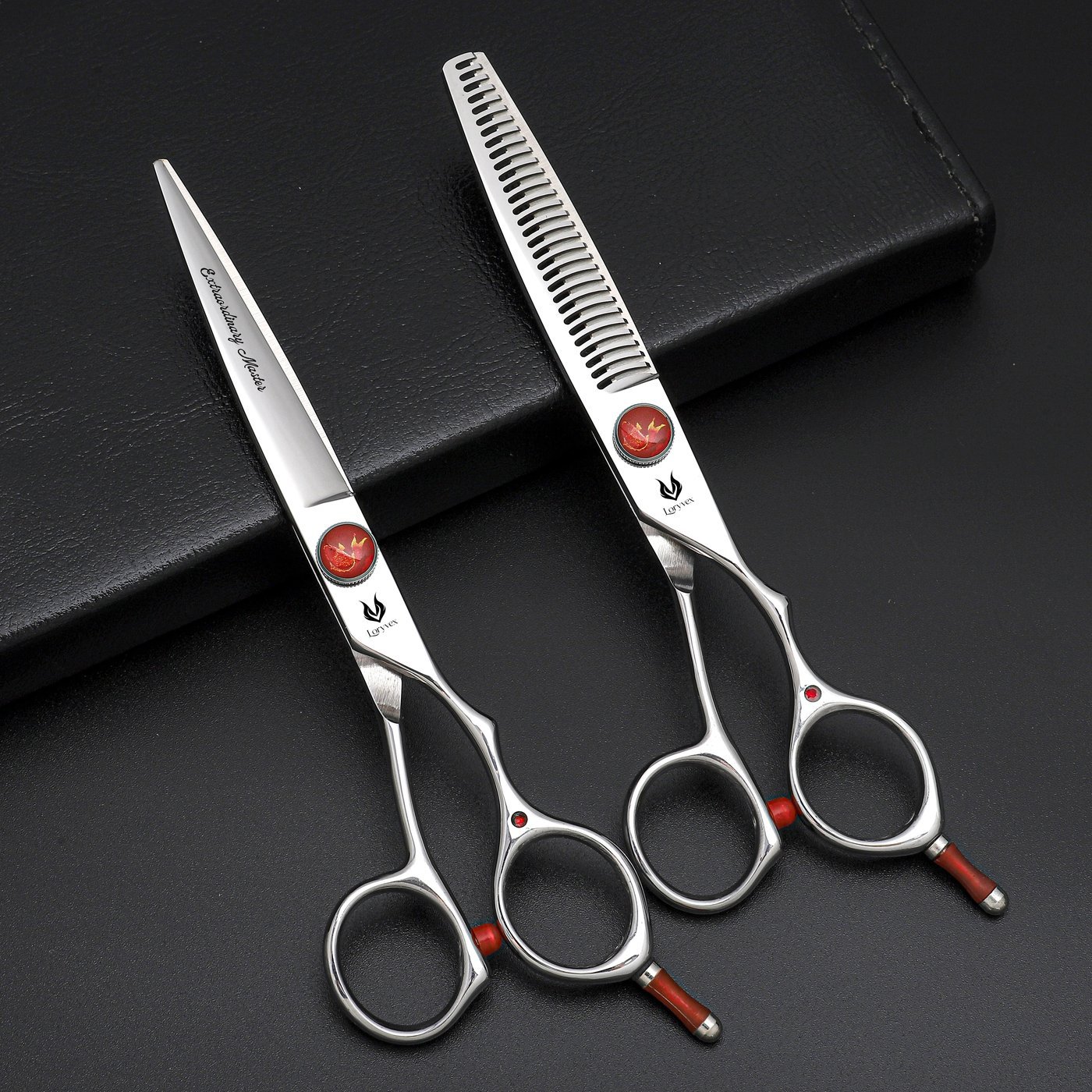 Red Accent Scissors Set — 2