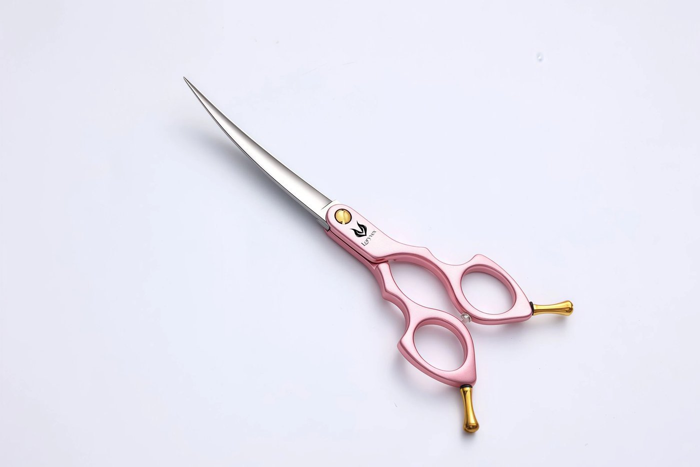 Pink Handle Curved Grooming Scissors — 2