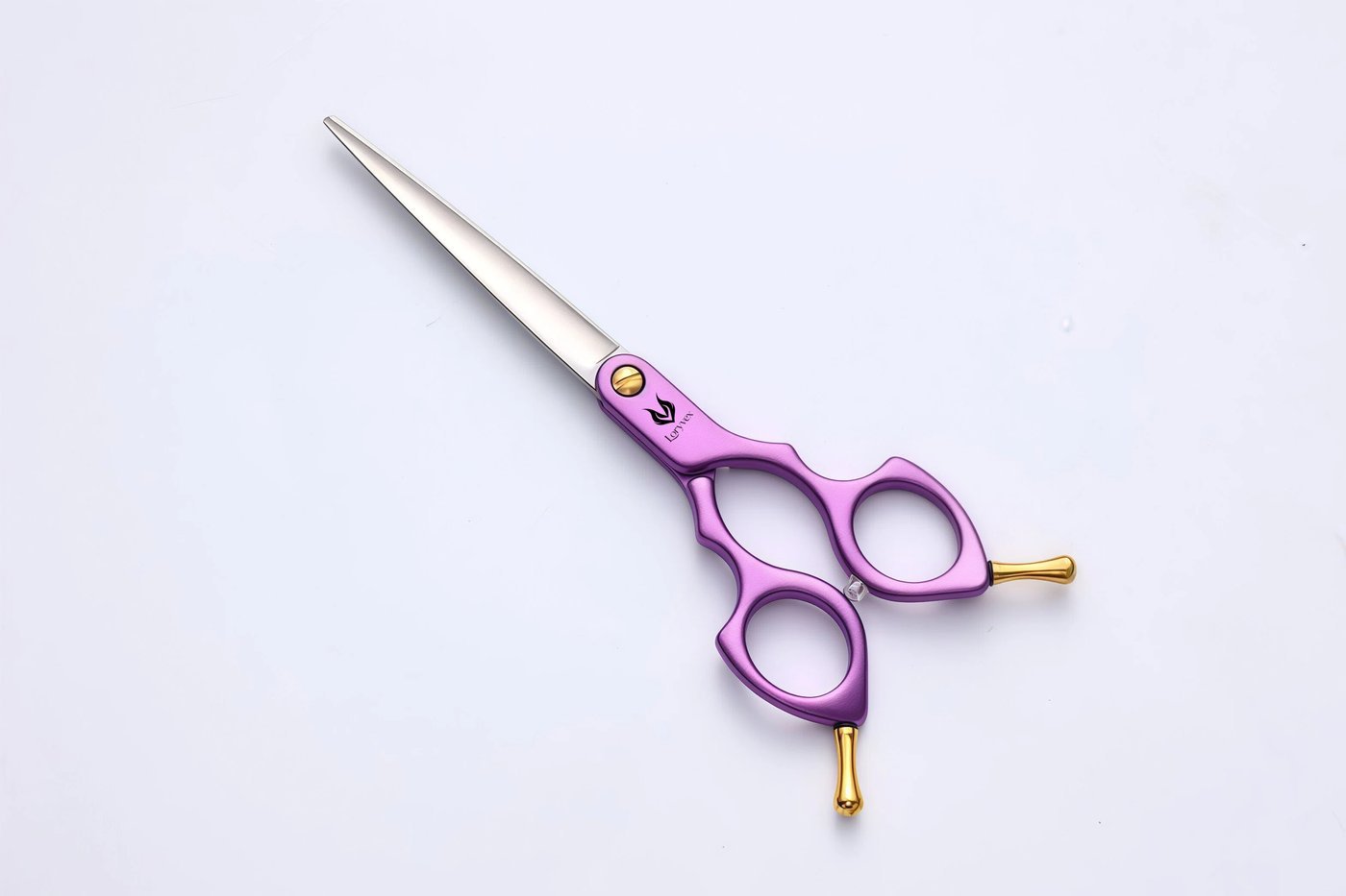 Purple Handle Curved Grooming Scissors — 3