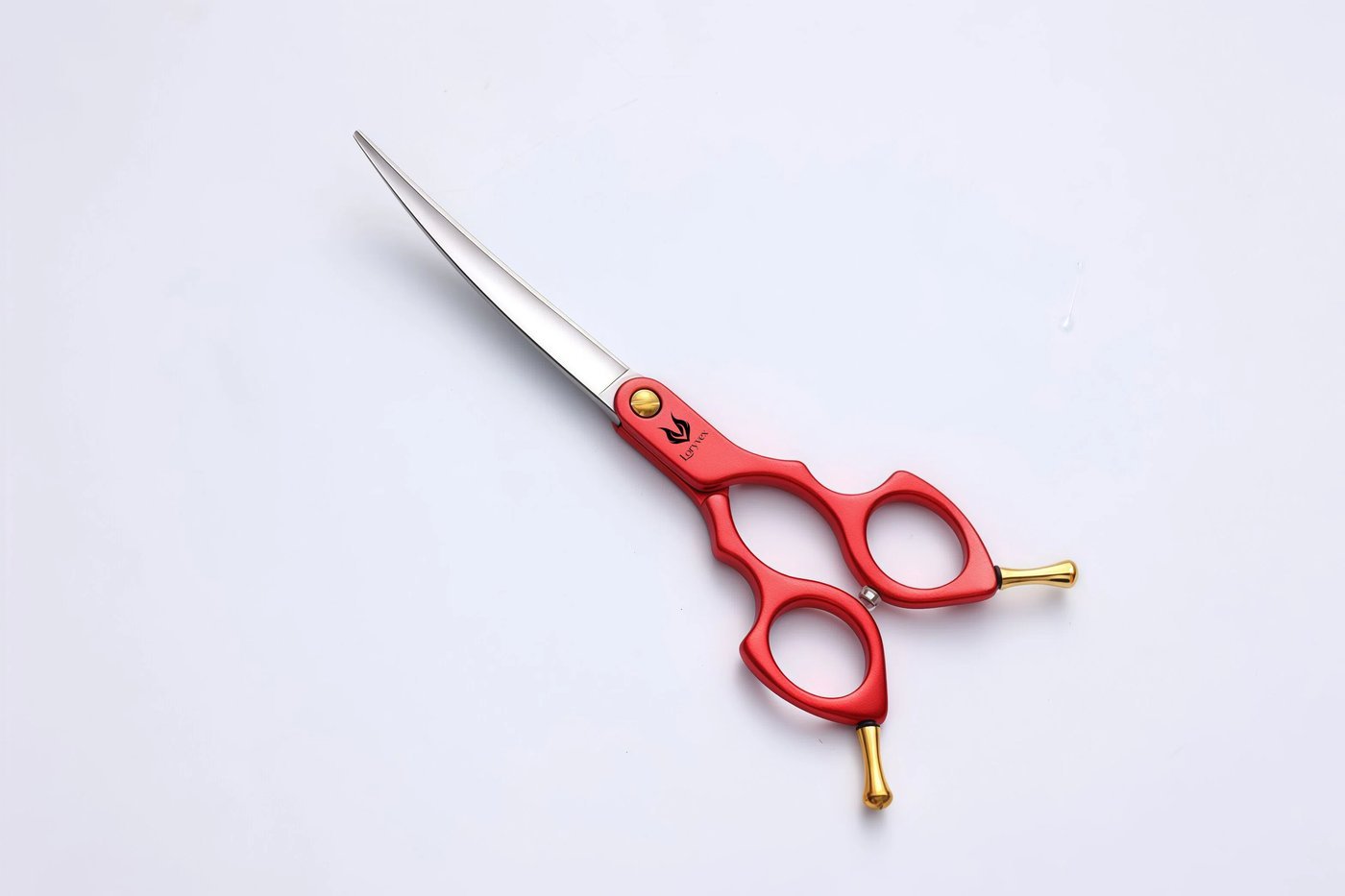 Red Handle Curved Grooming Scissors — 2