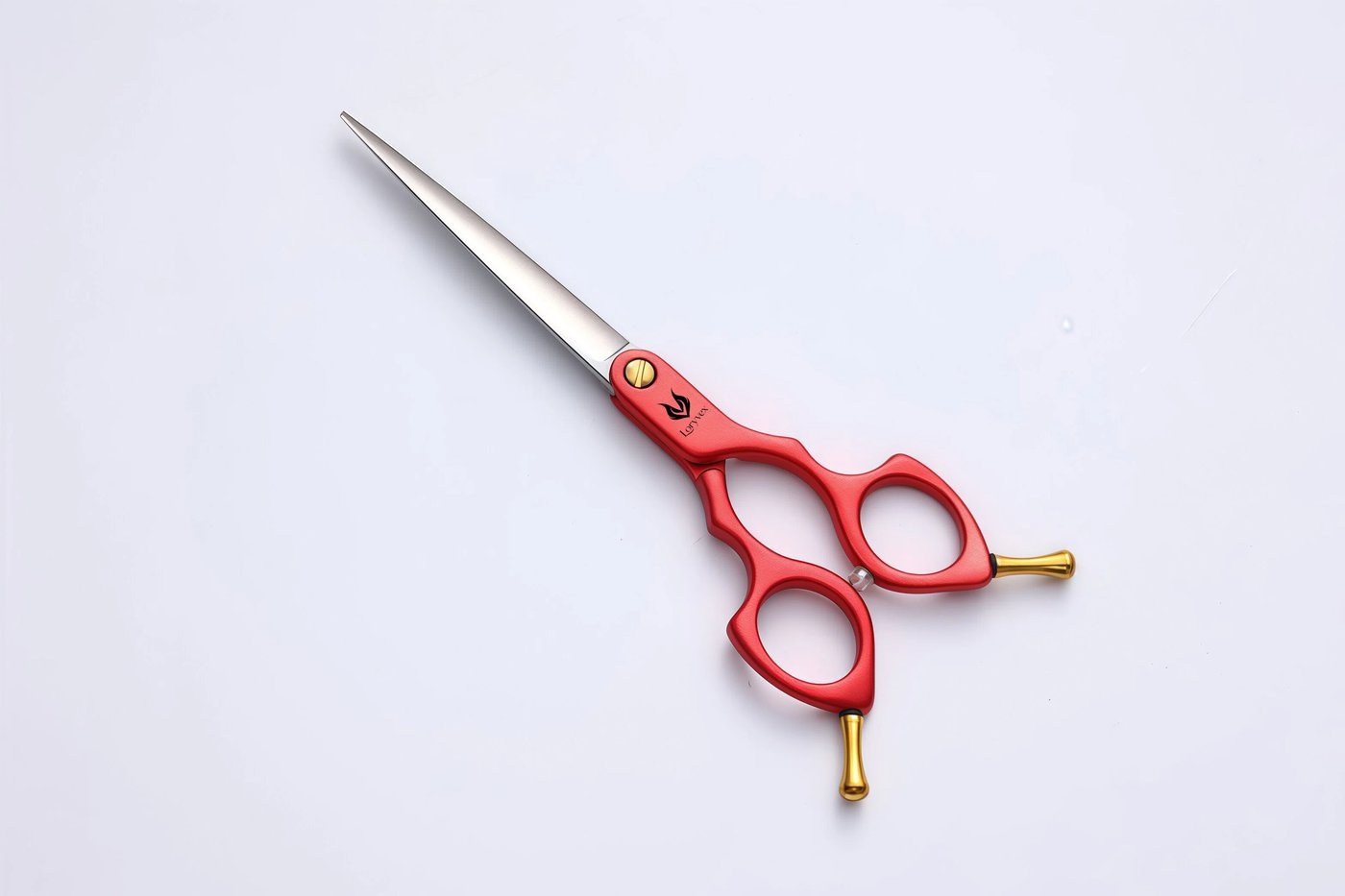 Red Handle Curved Grooming Scissors — 3