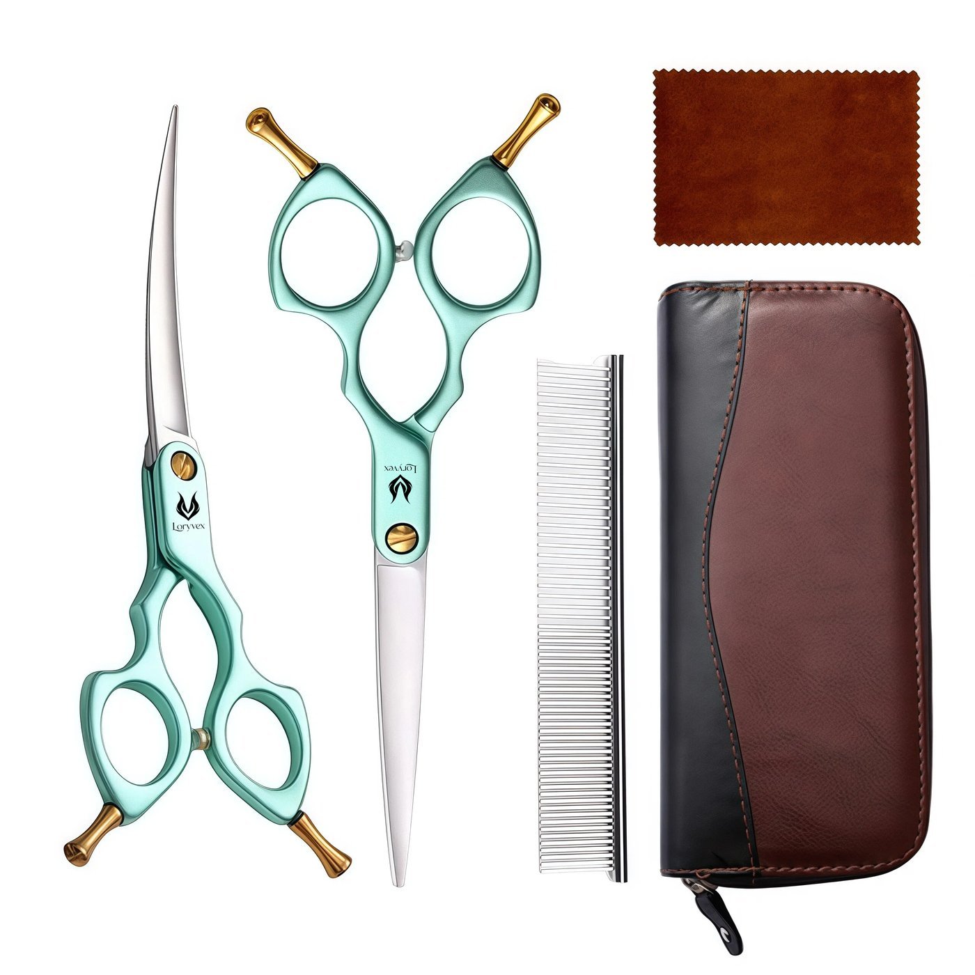Mint Handle Curved Grooming Scissors